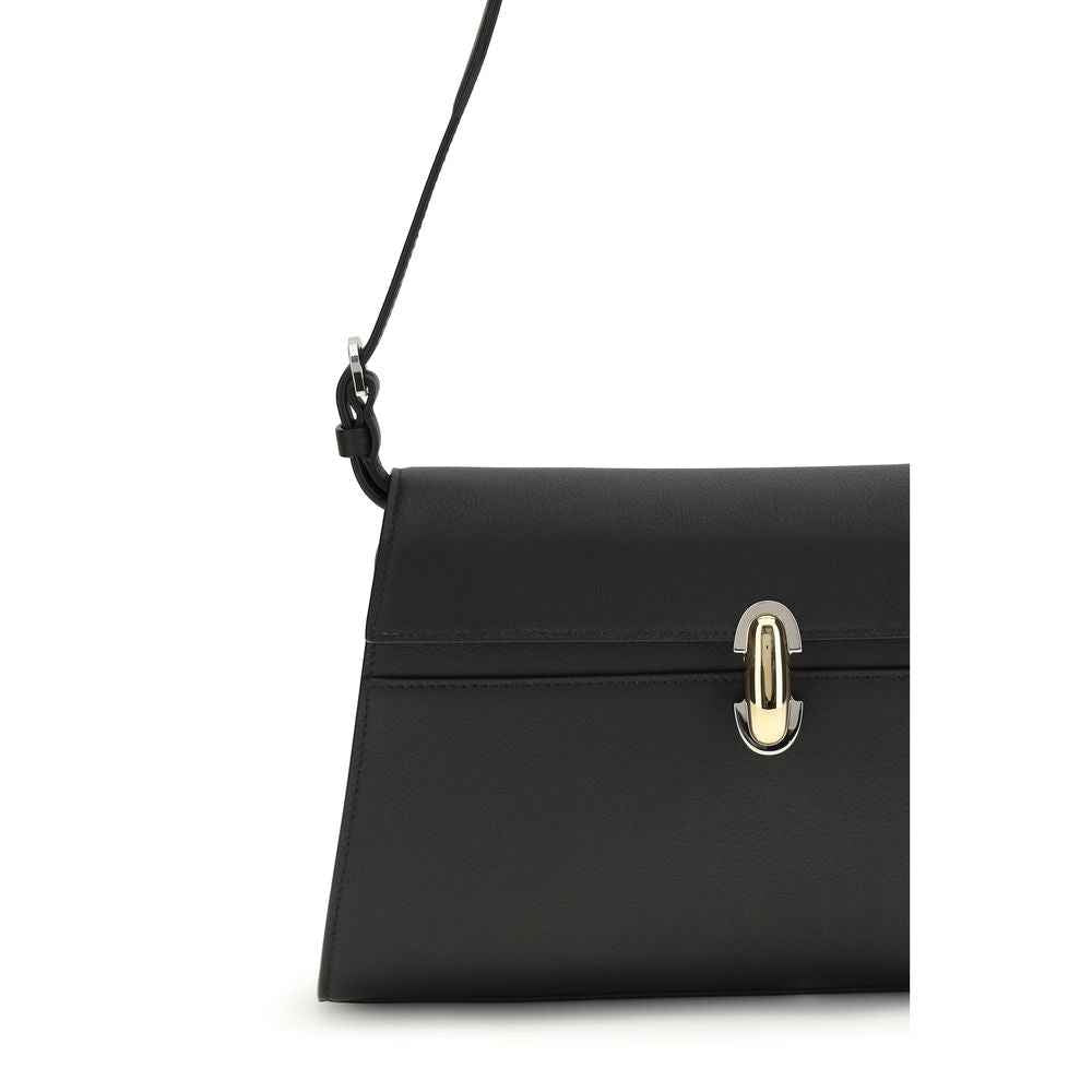 Savette Black Calf Leather Bos Taurus Shoulder Bag