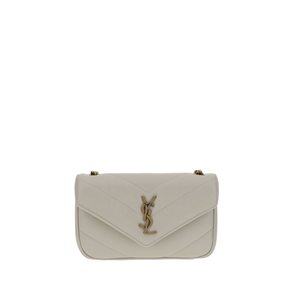 Saint Laurent Loulou Toy shoulder bag, white leather, front view