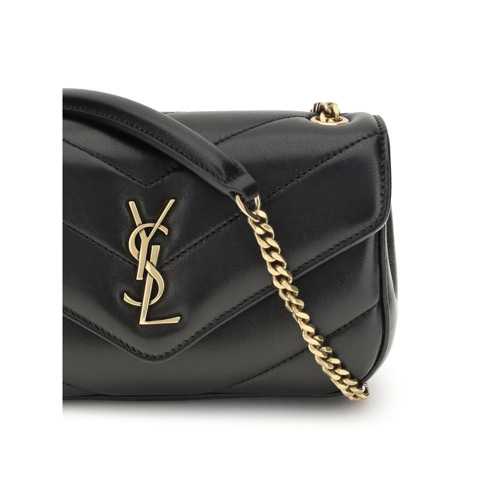 Saint Laurent Loulou Toy shoulder bag, black leather with gold chain, logo detail