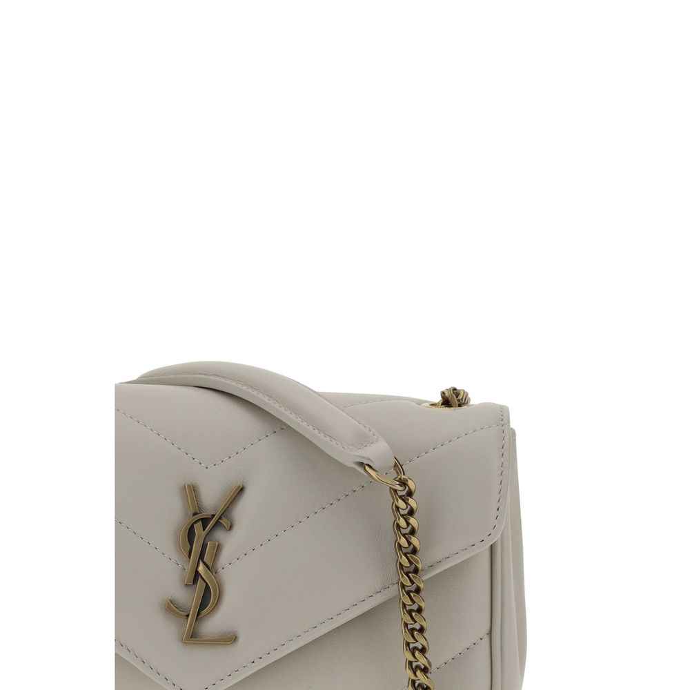 Saint Laurent Loulou Toy shoulder bag, white leather, front view