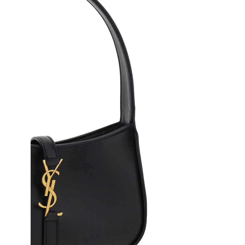 Saint Laurent Le 5 à 7 Mini Hobo Bag, black leather, shoulder bag, logo detail