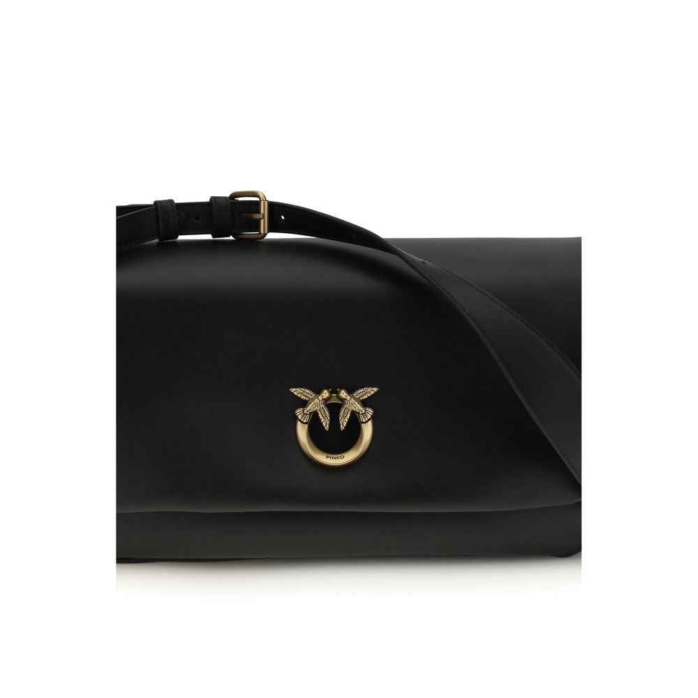 PINKO Baguette Soft shoulder bag in black calf leather, logo detail