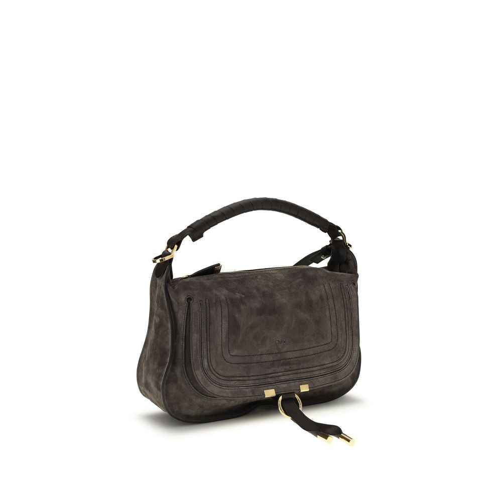 Chloé Small Marcie Shoulder Bag taupe suede, front view