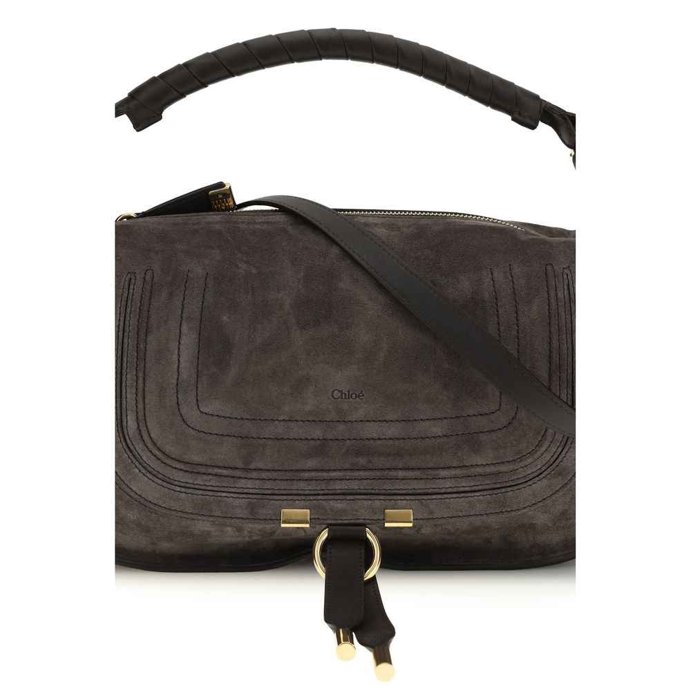 Chloé Small Marcie Shoulder Bag, brown suede, front view
