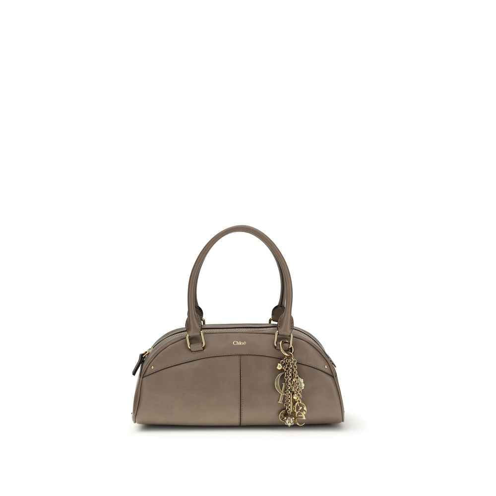 Chloé Bowling Handbag, gray calf leather, front view