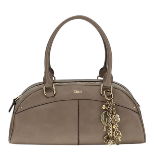 Chloé Bowling Handbag Gray Leather