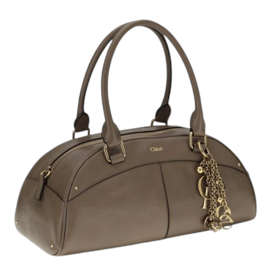 Chloé Bowling Handbag Gray Leather