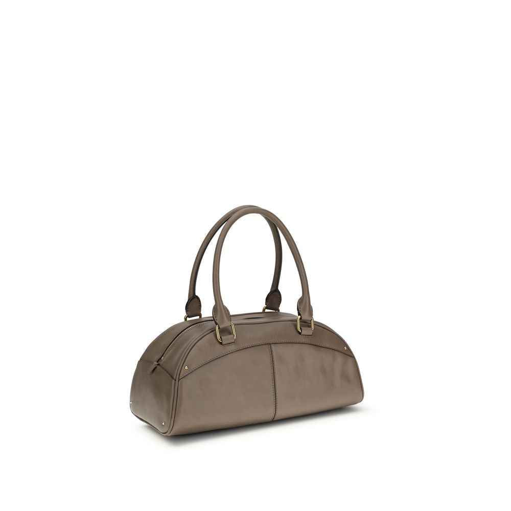Chloé Bowling Handbag gray calfskin leather satchel front view