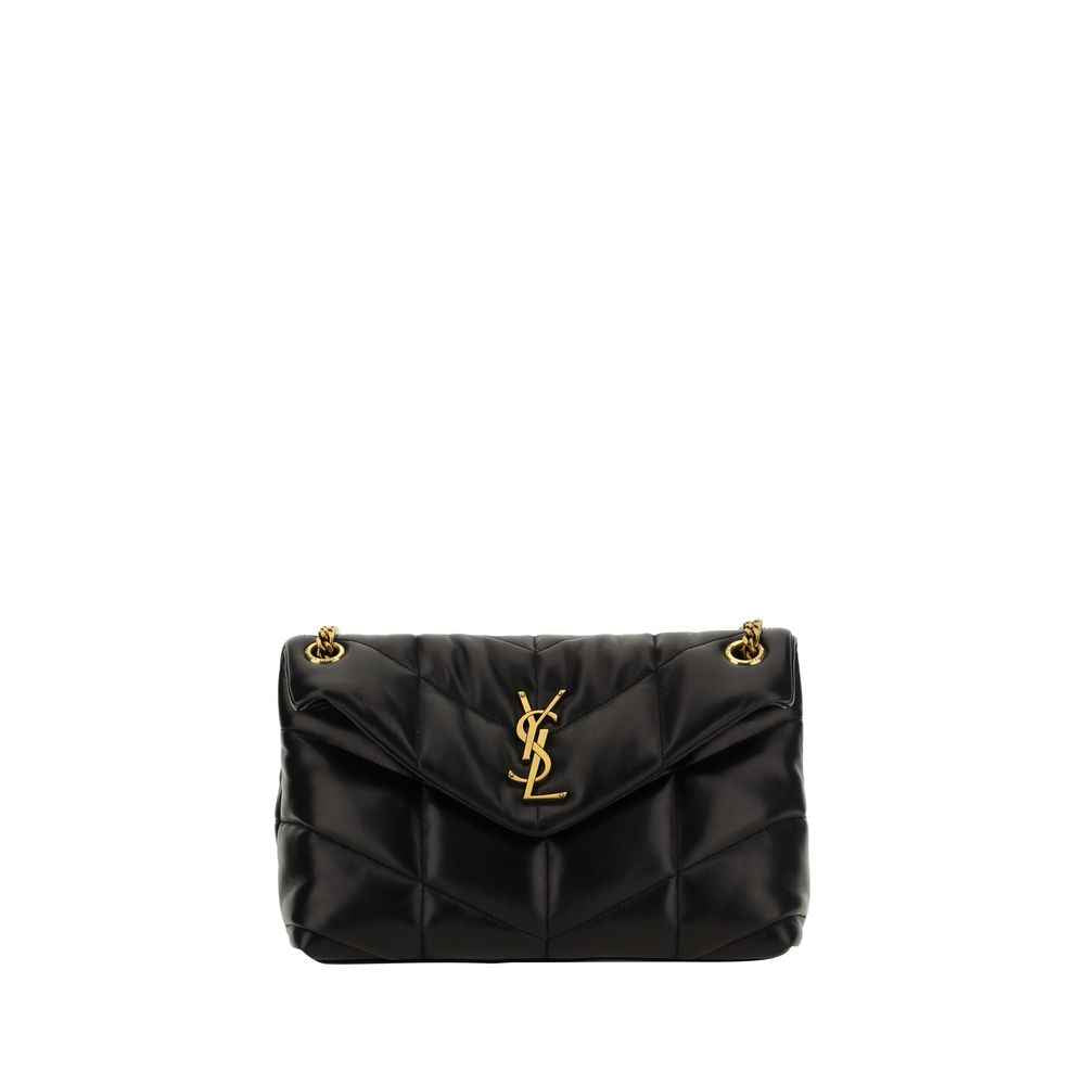Saint Laurent Loulou Puffer Shoulder Bag, black quilted leather, front view