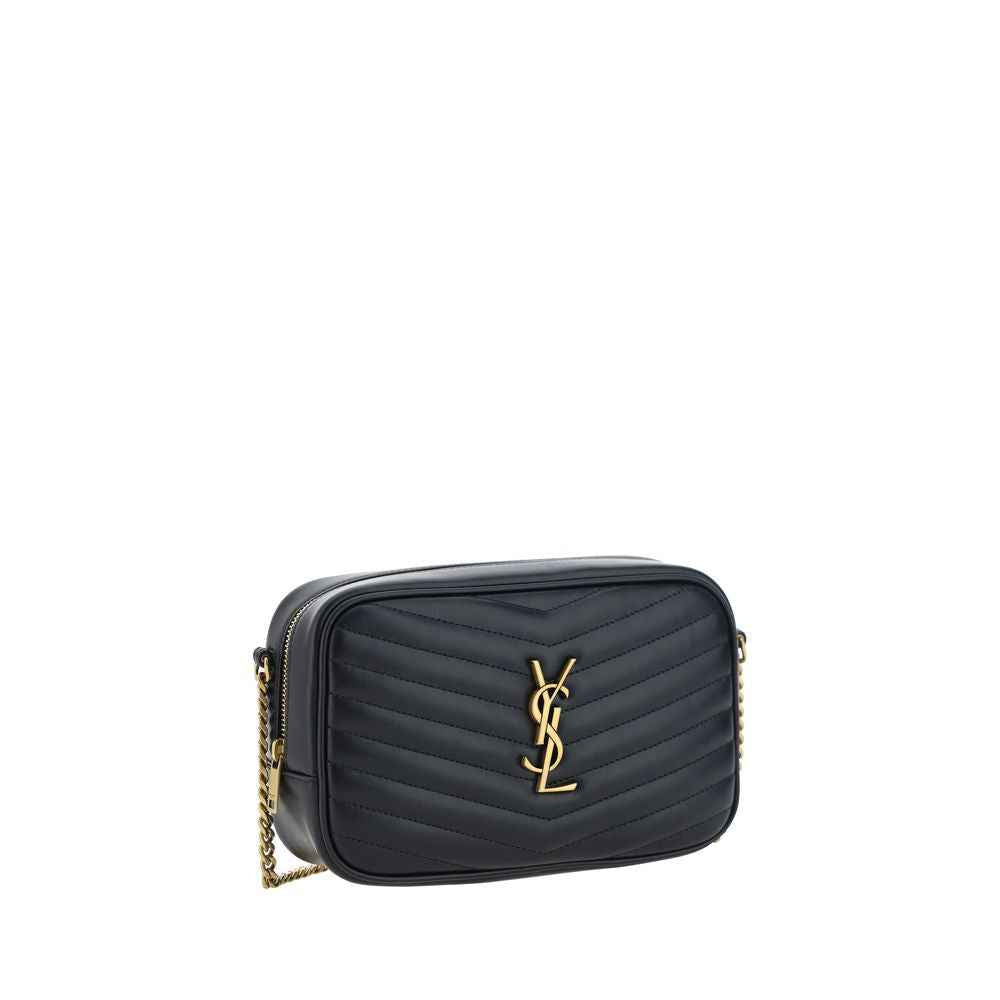 Saint Laurent Mini Lou Camera Bag black calf leather shoulder bag front view