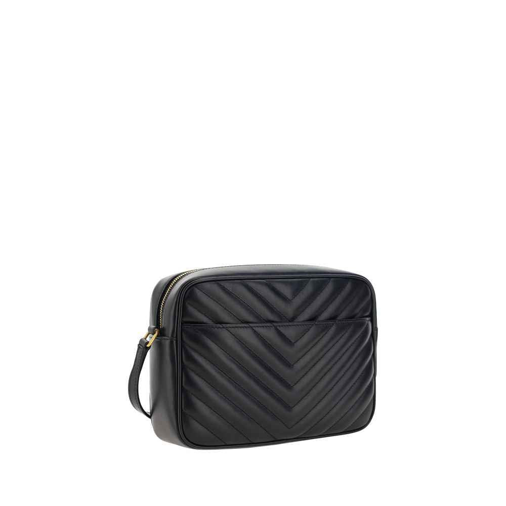 Saint Laurent Lou Camera Bag black calf leather crossbody bag front view