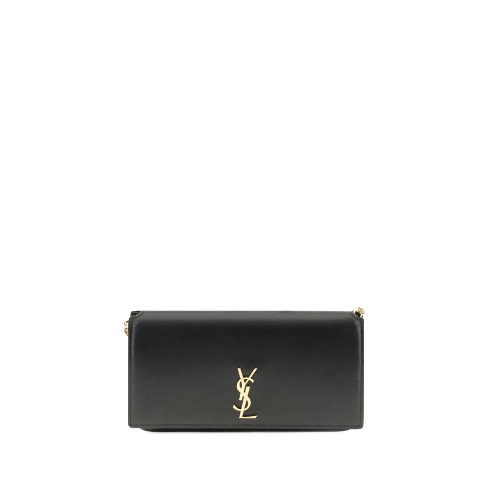 Saint Laurent Black Cassandre Phone Holder on Chain