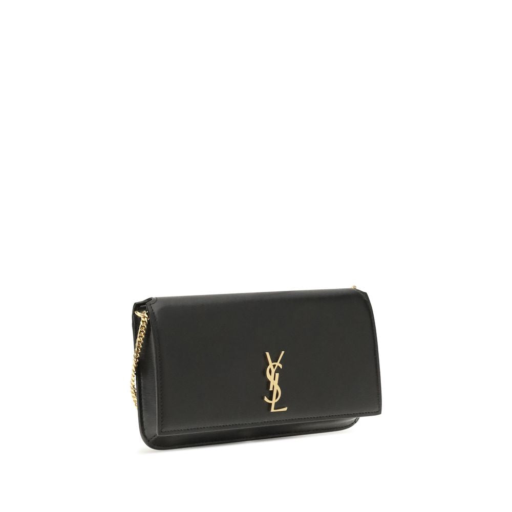 Saint Laurent Black Cassandre Phone Holder on Chain