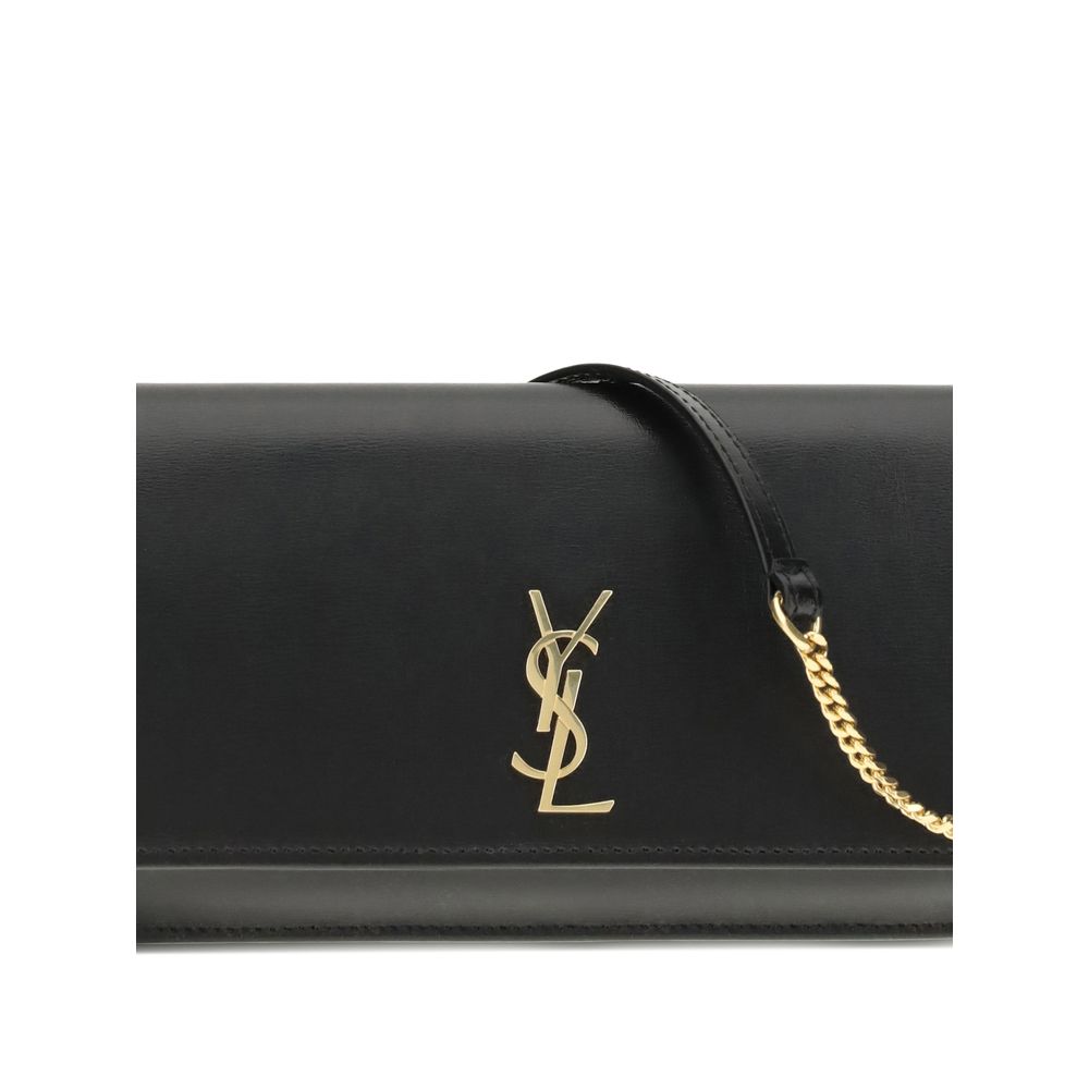 Saint Laurent Black Cassandre Phone Holder on Chain