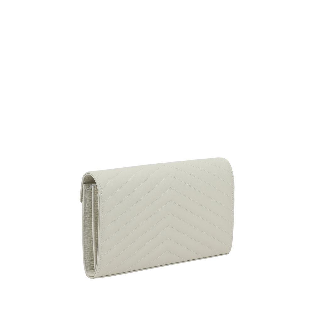 Saint Laurent Cassandre Matelassé shoulder bag, white leather, front view