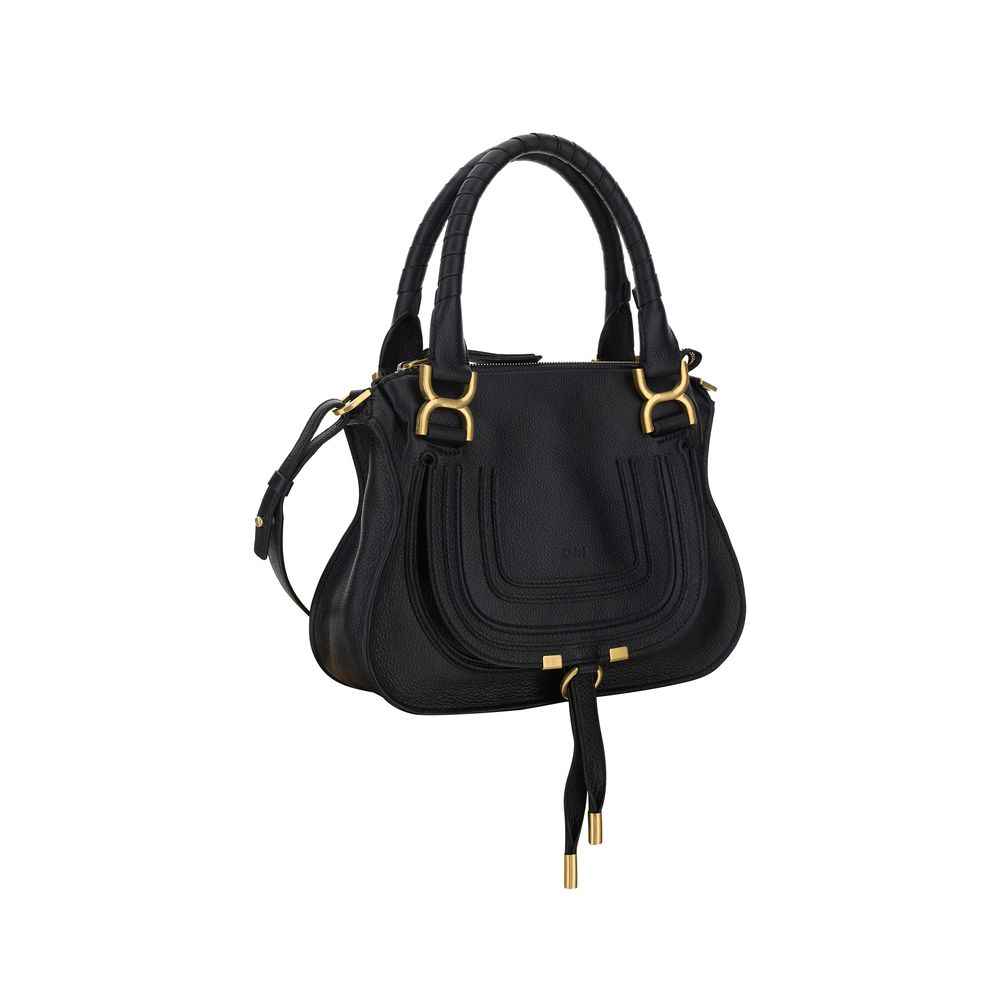 Chloé Small Marcie calf leather black shoulder bag front view