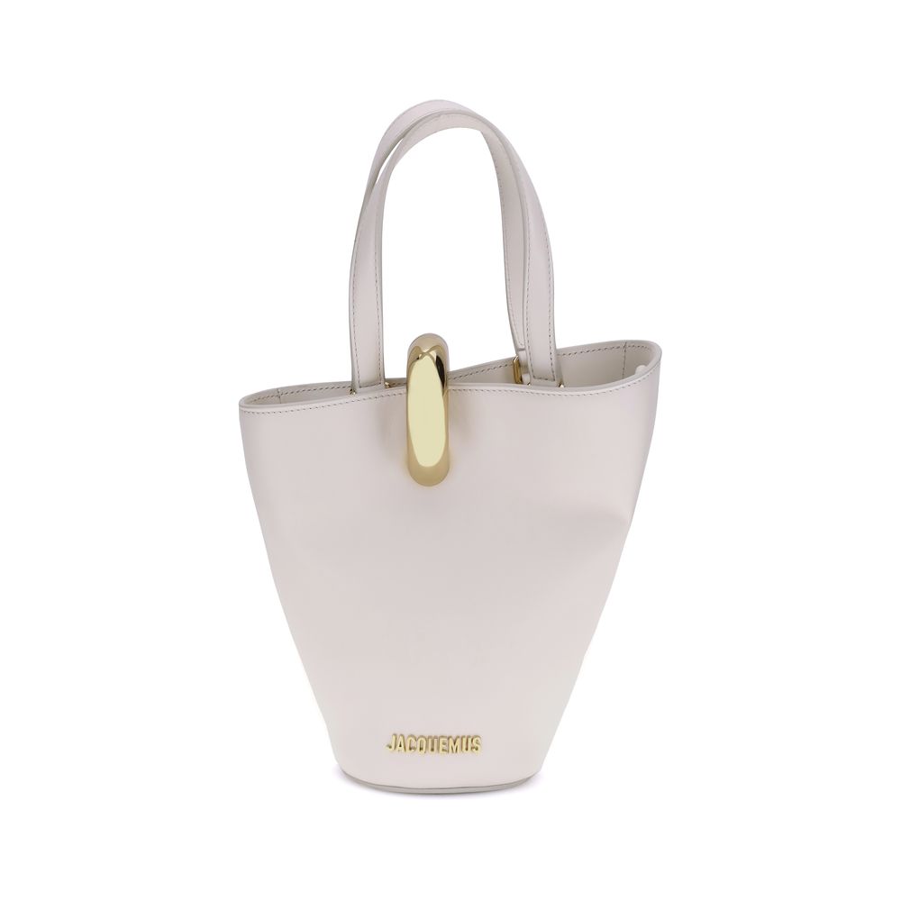Jacquemus La Bambola bucket bag, beige leather, front view