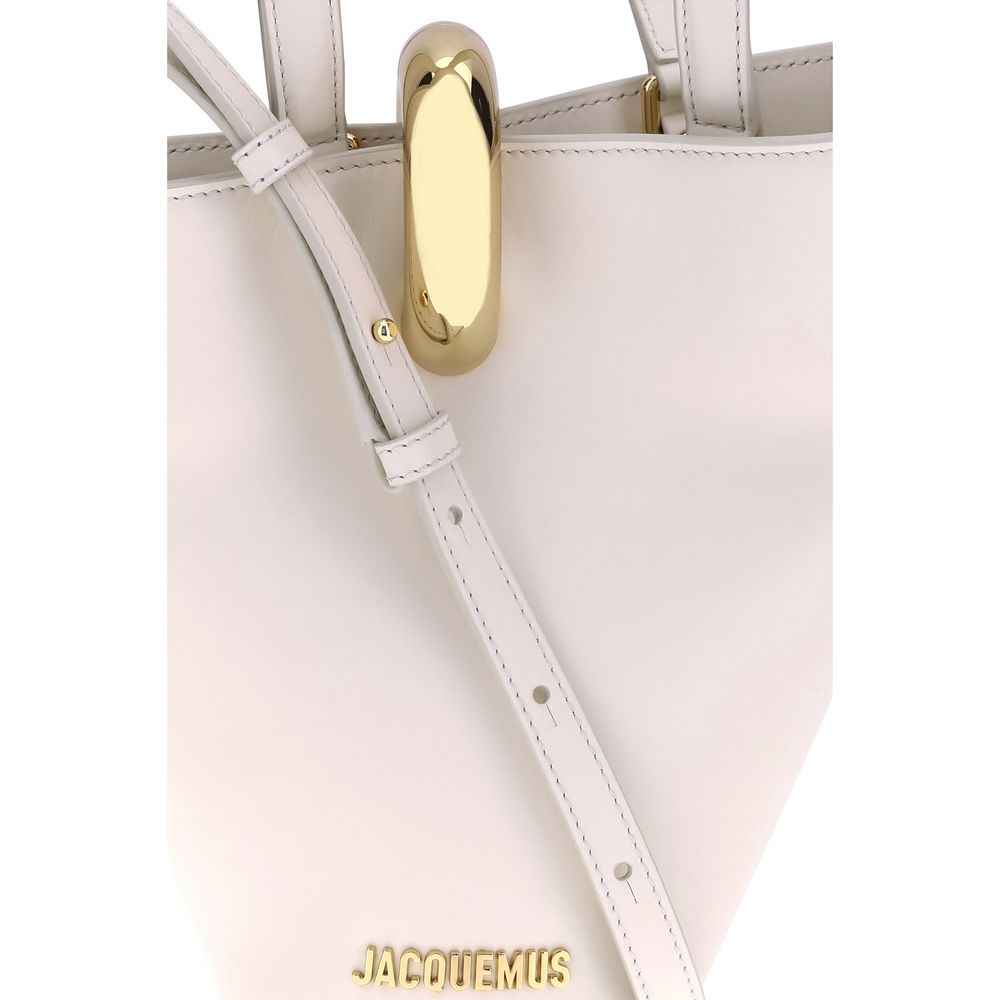 Jacquemus La Bambola Small Bucket Bag beige calf leather, front view