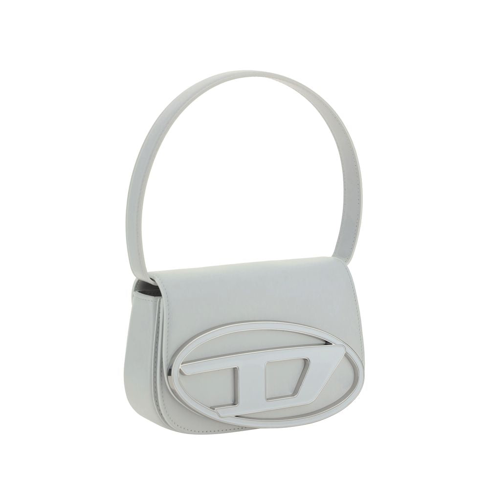 Diesel White 1DR Shoulder Bag leather, white front view