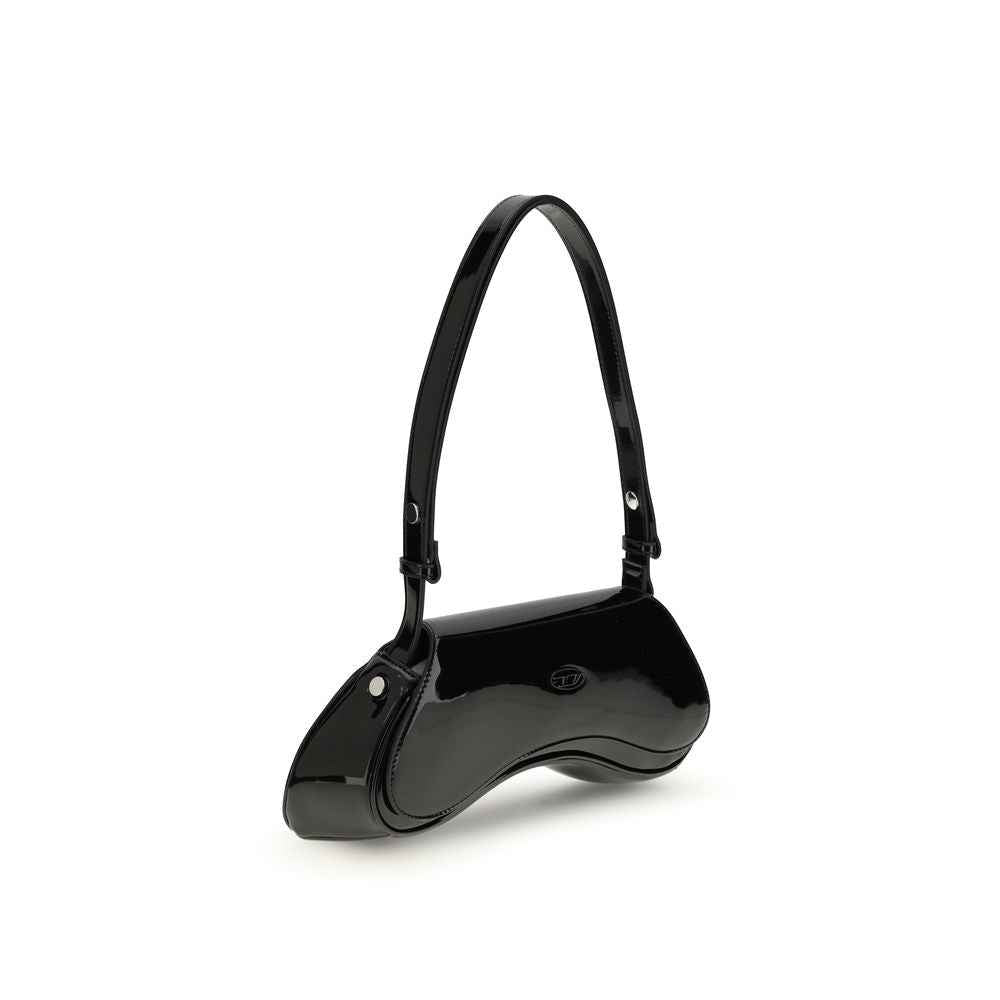 Diesel Play Shoulder Bag, black patent leather, side view