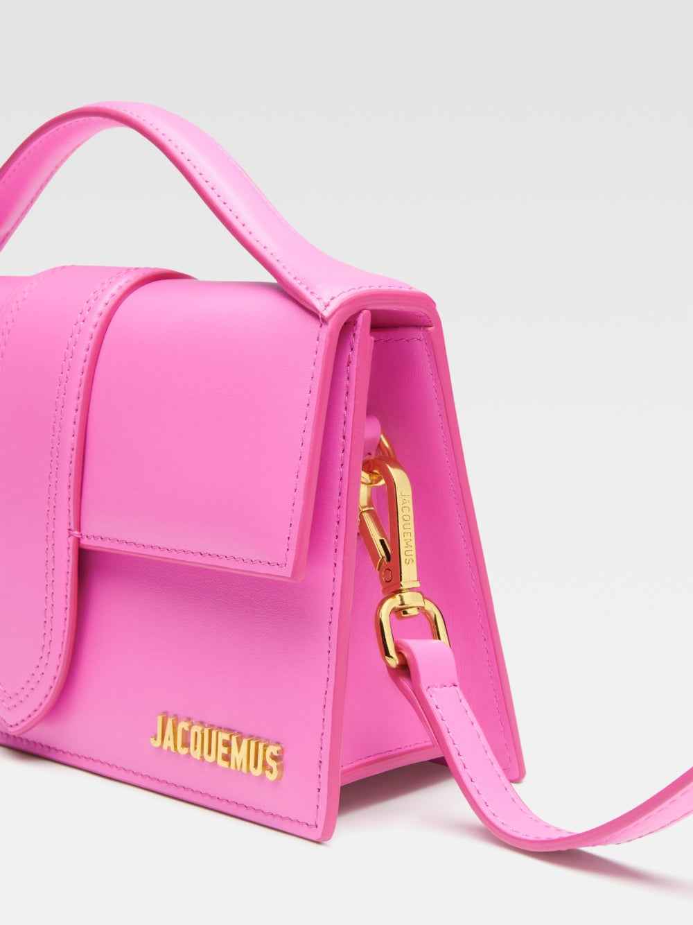 Jacquemus Le Grand Bambino neon pink leather crossbody bag side view