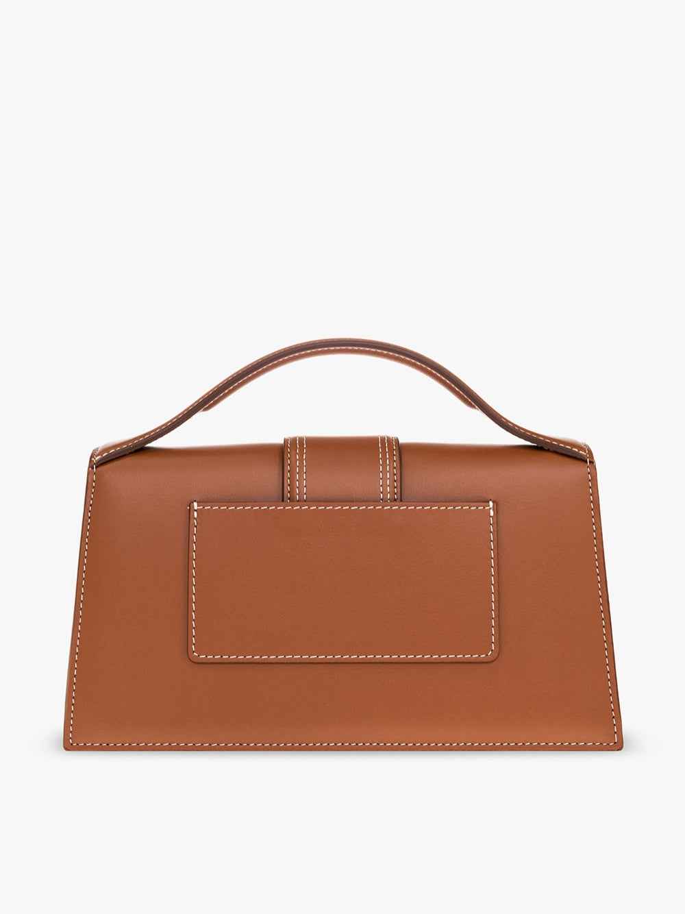 Jacquemus Le Grand Bambino brown leather handbag, top-handle, front view