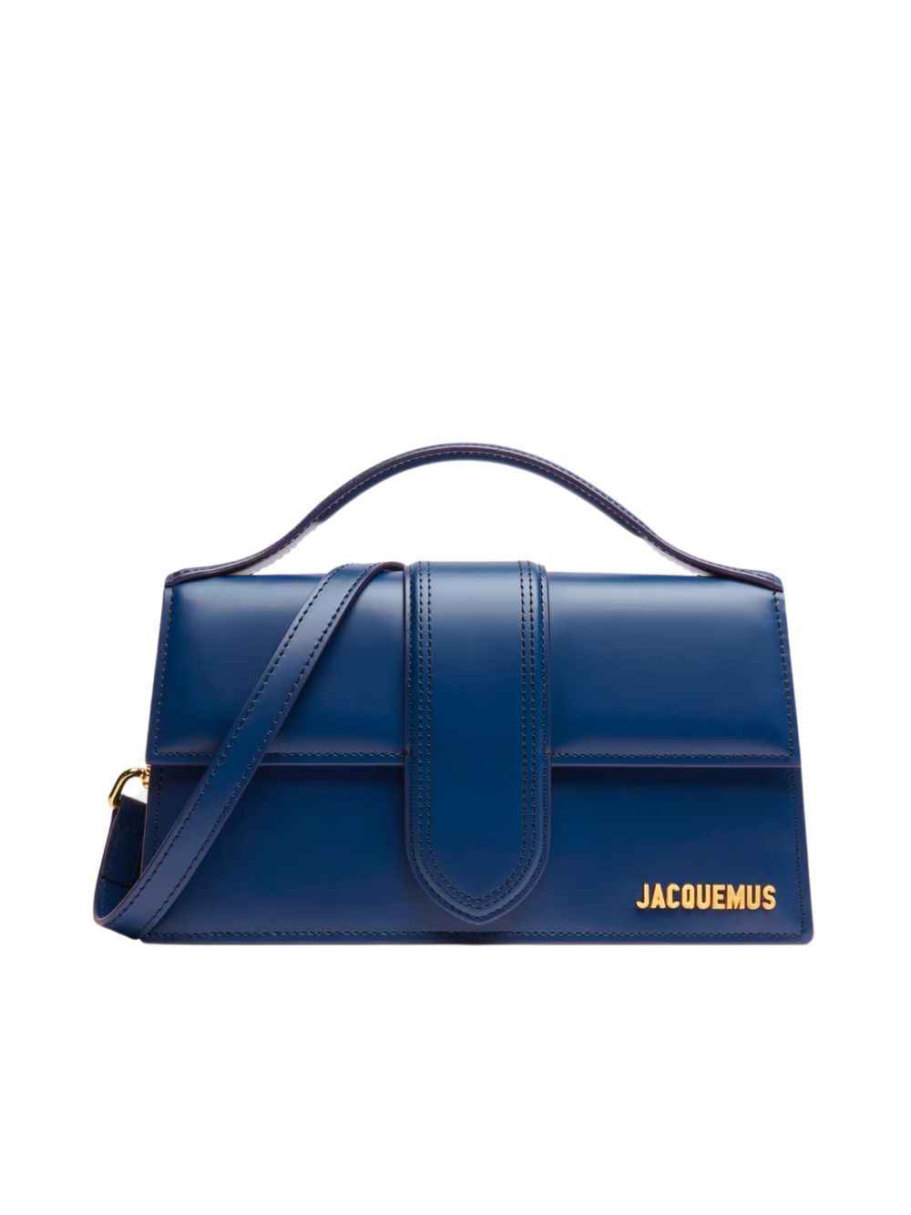 Jacquemus Le Grand Bambino Handbag, dark navy leather, crossbody bag, front view