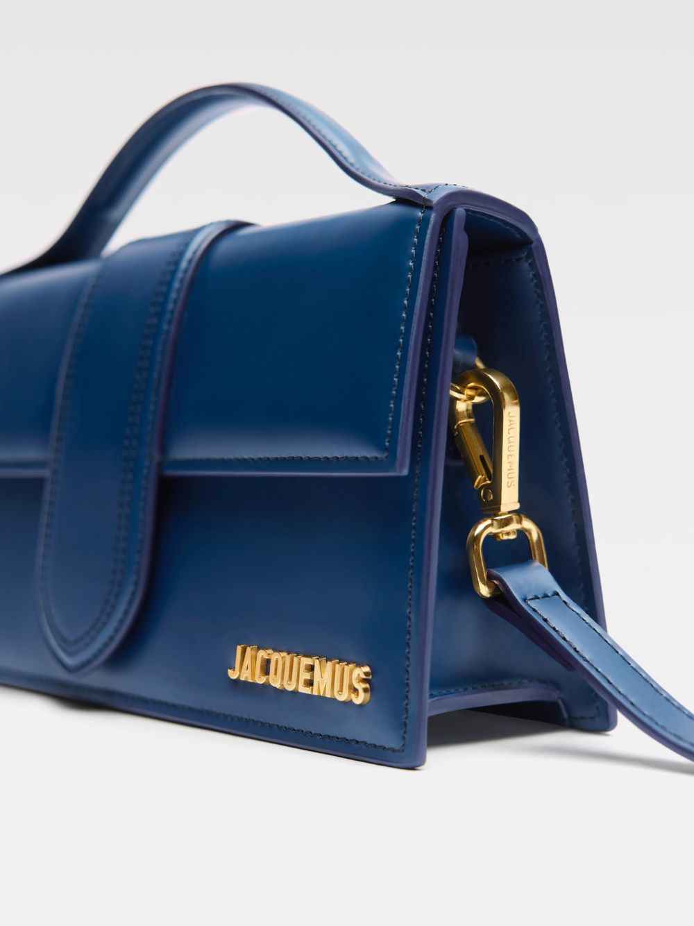Jacquemus Le Grand Bambino blue leather crossbody bag side view