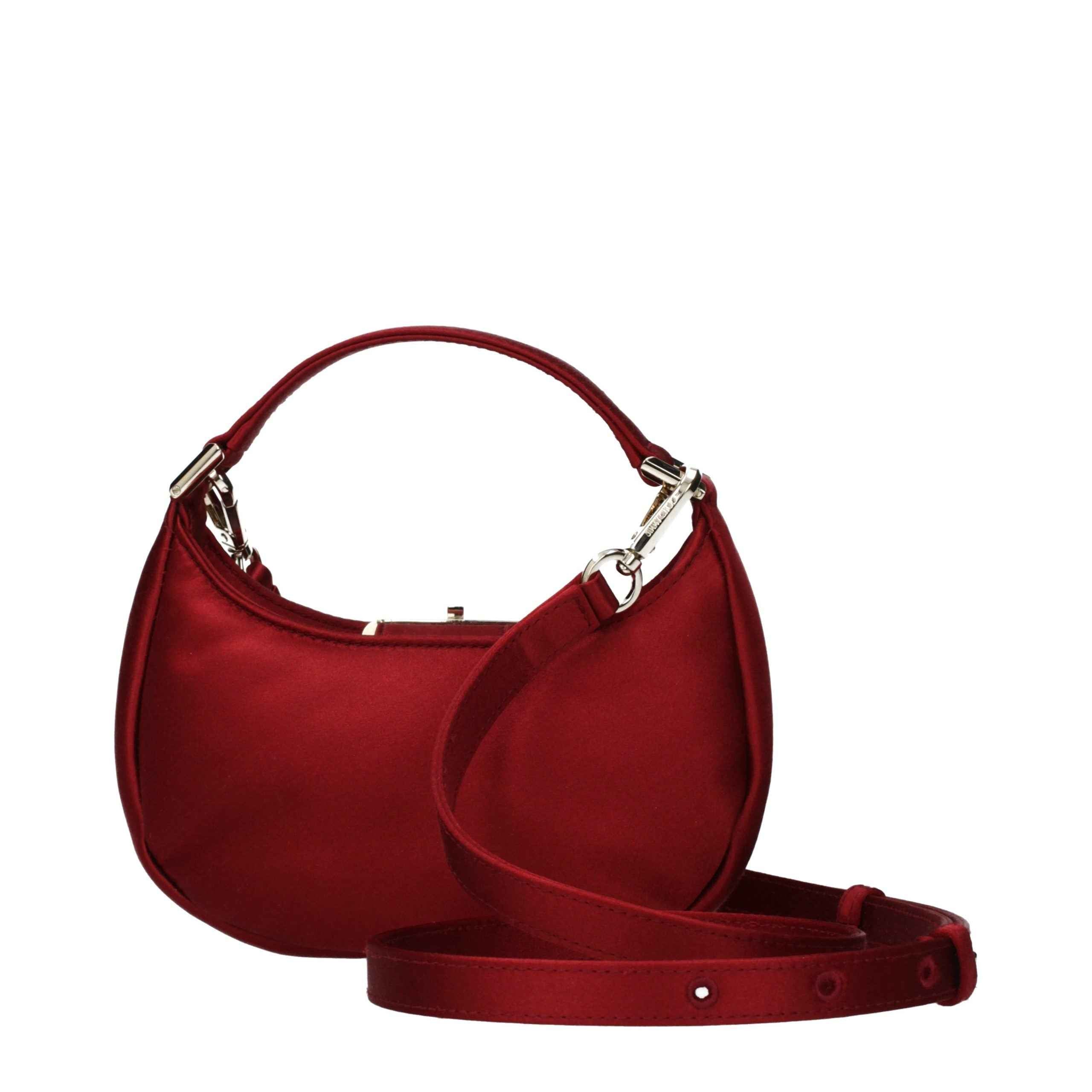 Jimmy Choo Edie Hobo Mini red satin handbag, shoulder bag, front view