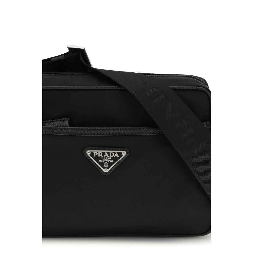 Prada Re-Nylon and Saffiano shoulder bag, black nylon and saffiano, logo detail
