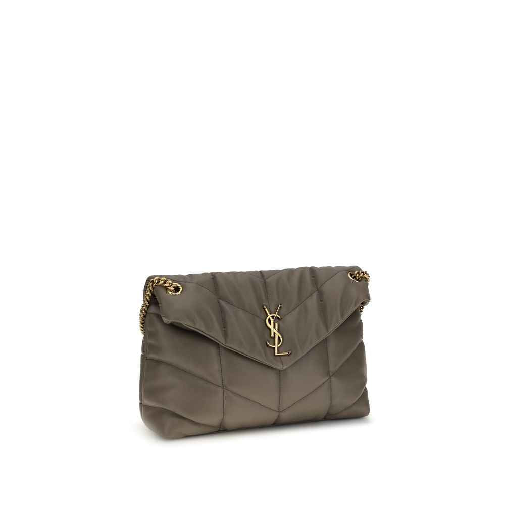 Saint Laurent Loulou shoulder bag, gray quilted, front view