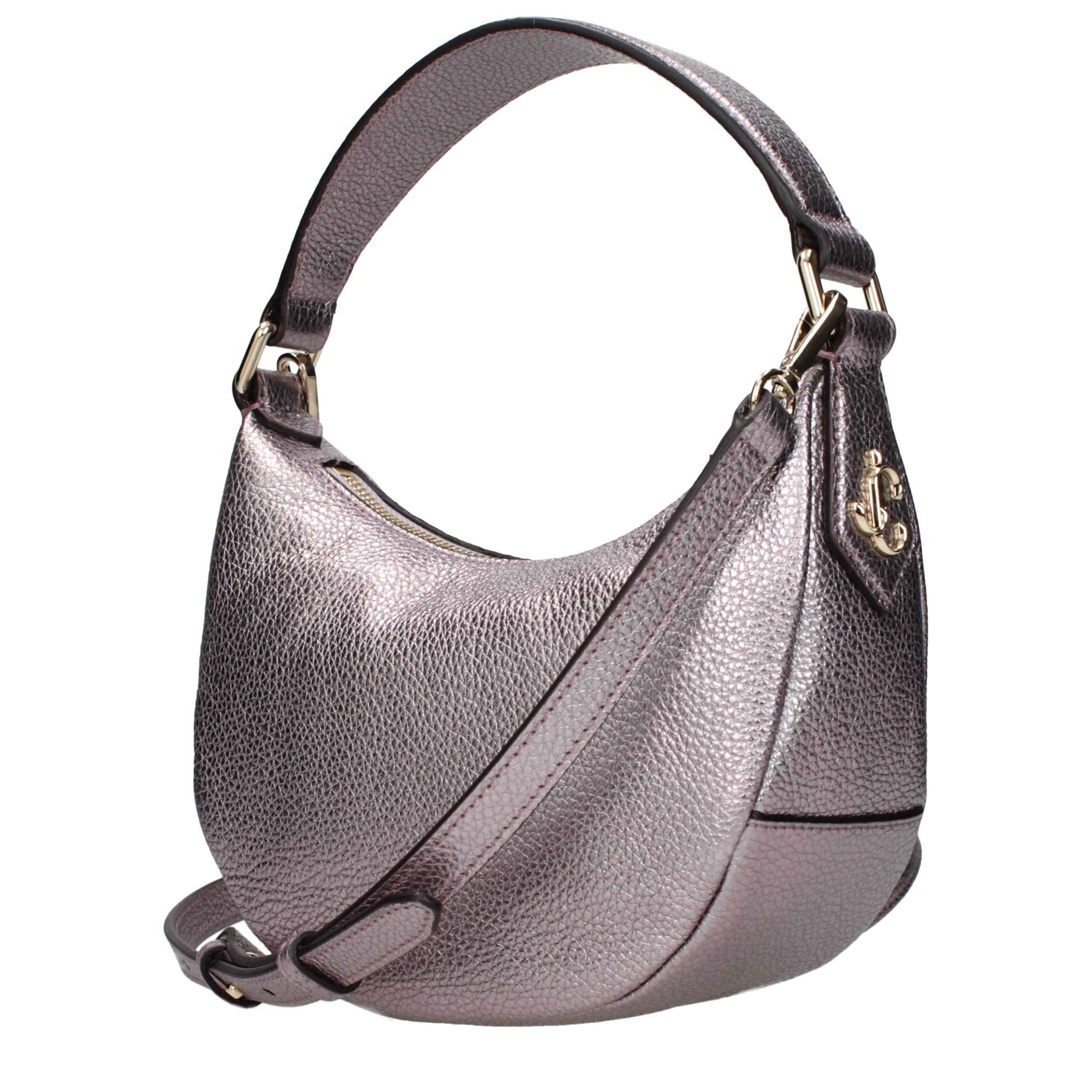 Jimmy Choo Betsso Handbag pink pebble leather half-moon side view