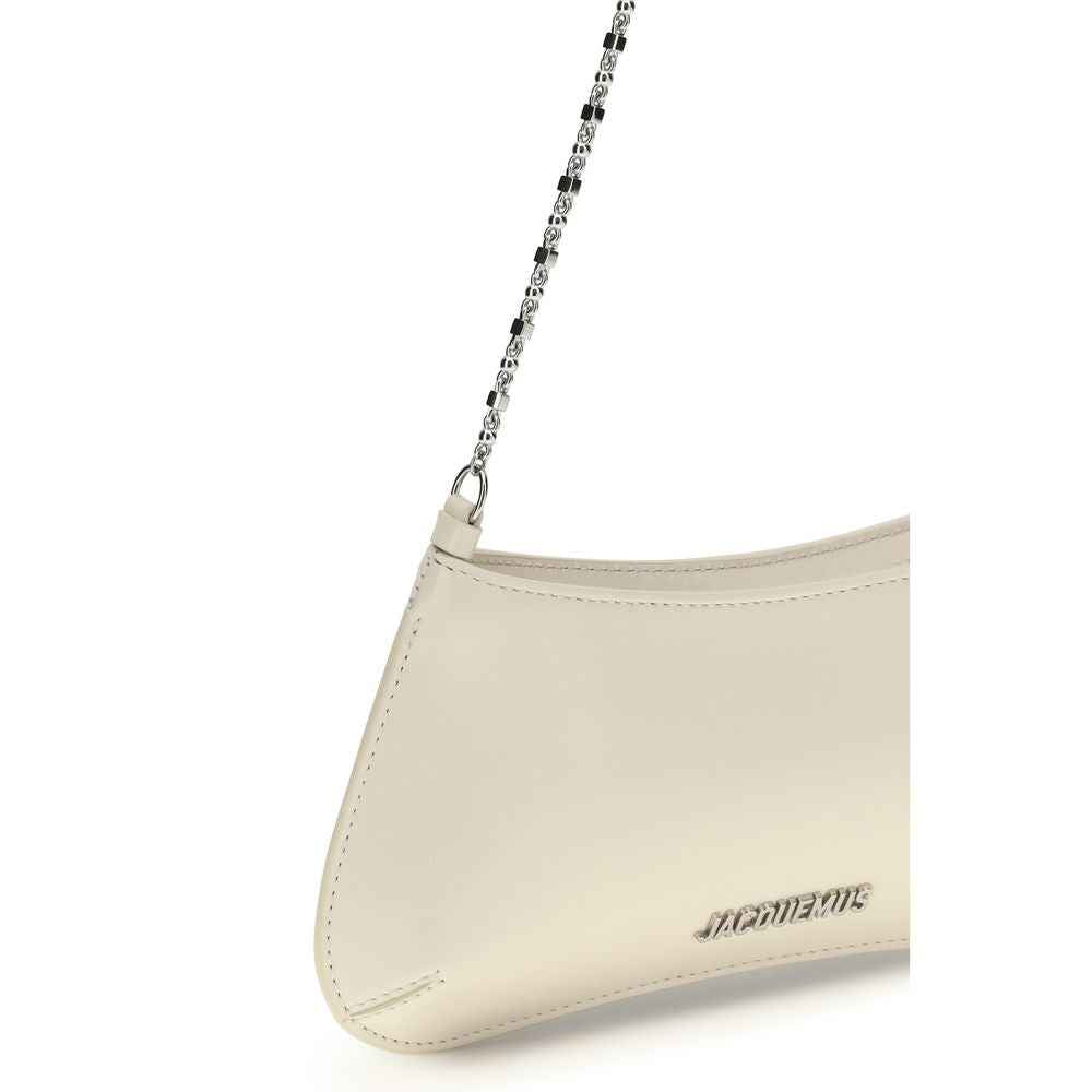 Jacquemus Le Bisou Chaîne beige calf leather shoulder bag with chain strap logo detail