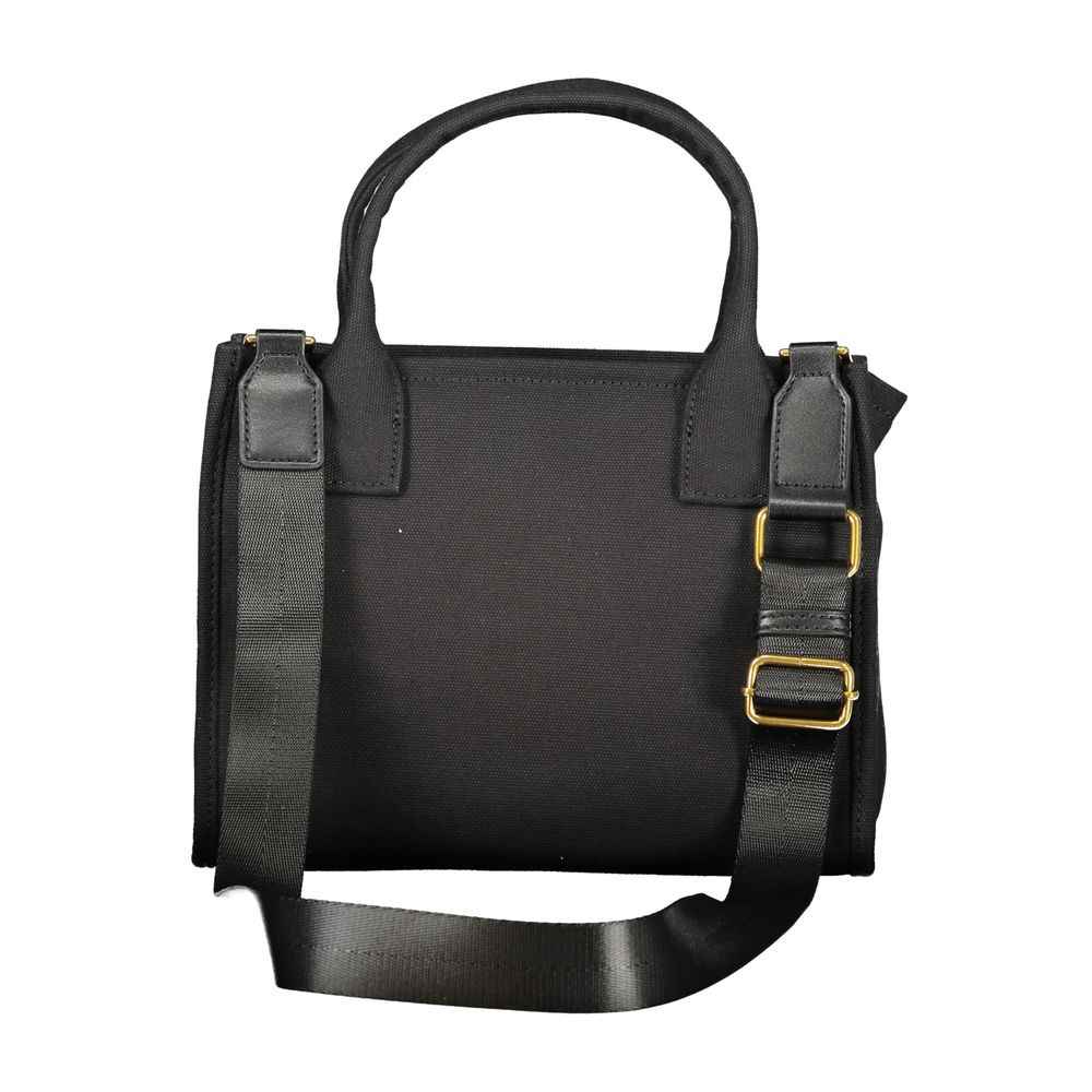 Twinset black cotton handbag with detachable shoulder strap, front view