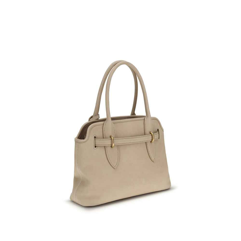 Miu Miu Aventure Nappa Leather Beige Top-handle Bag with gold-tone hardware, front view