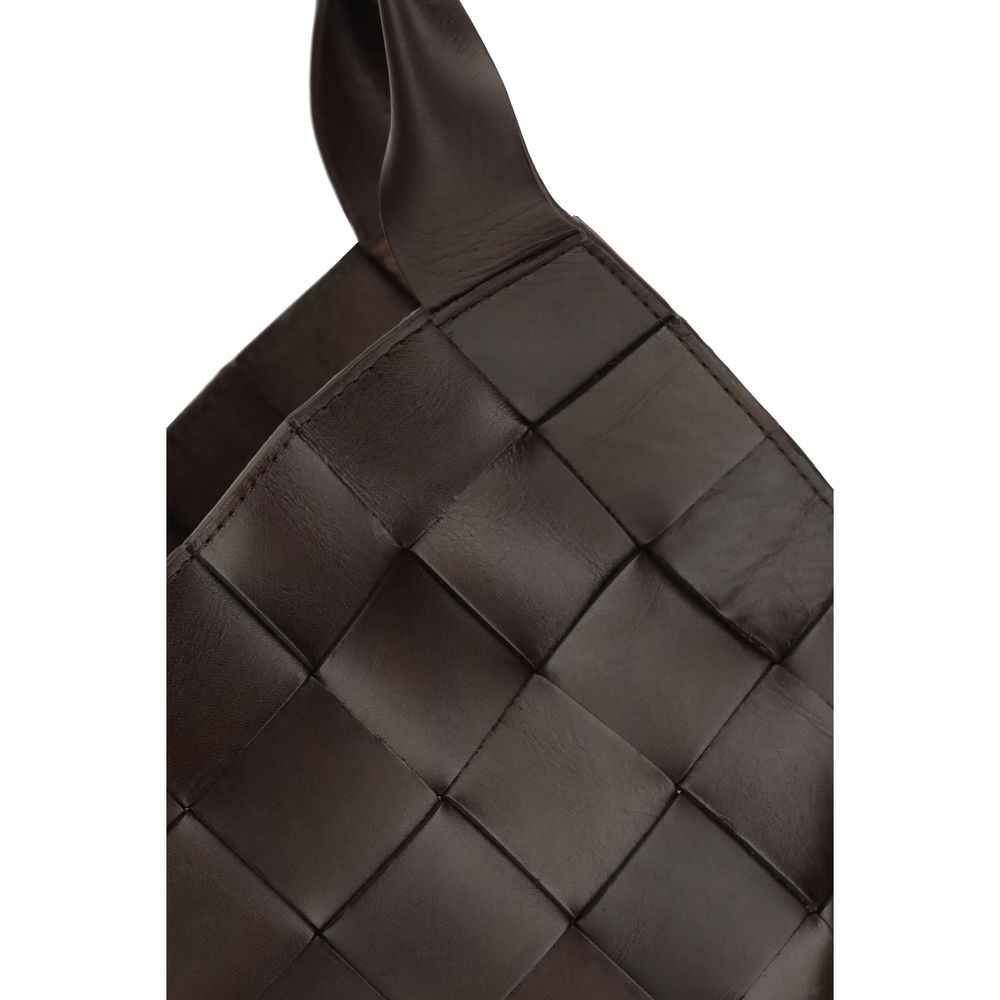 Dragon Diffusion Big B Tote brown leather quilted tote bag, close-up view