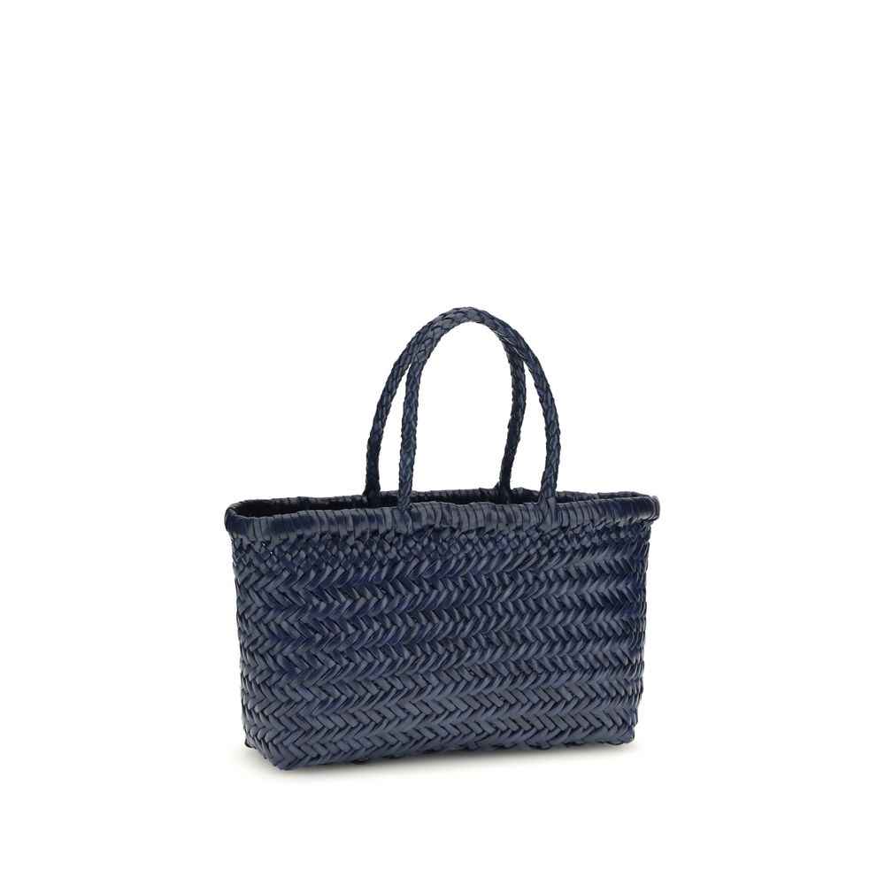 Dragon Diffusion Bamboo Triple Jump blue small tote bag, woven bamboo, front view