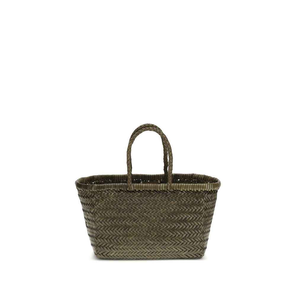 Dragon Diffusion Mini Flat Gora Tote Bag, brown woven rattan, front view