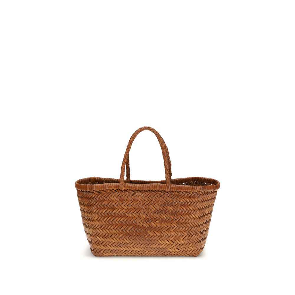 Dragon Diffusion Mini Flat Gora brown straw tote bag, front view