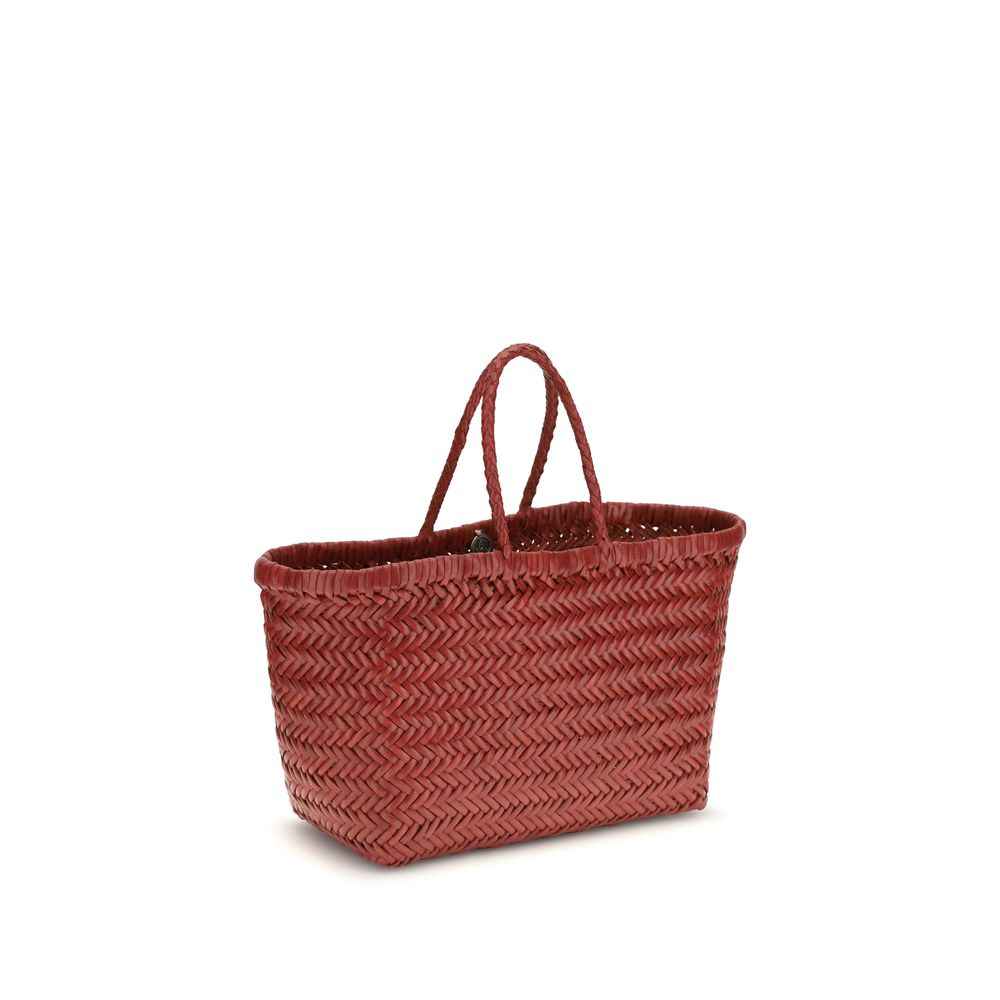 Dragon Diffusion Mini Flat Gora Tote Bag, red woven raffia, front view