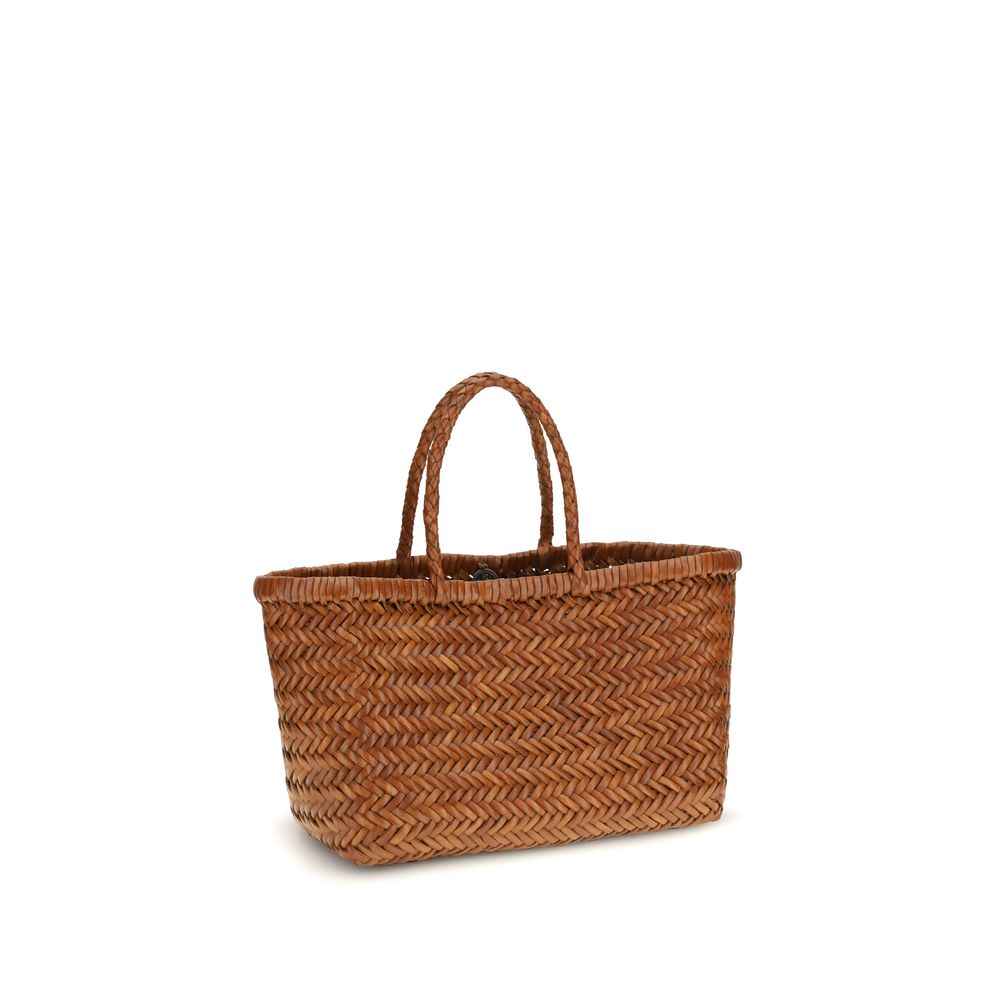 Dragon Diffusion Mini Flat Gora Tote Bag, brown woven straw, front view
