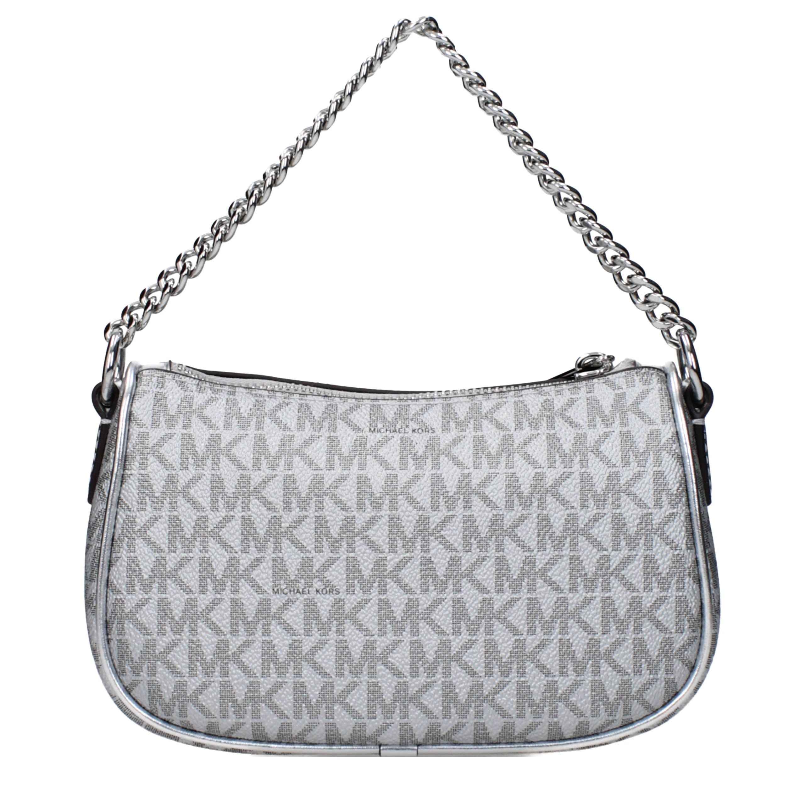 Michael Kors Carmela gray jacquard fabric crossbody bag convertible front view