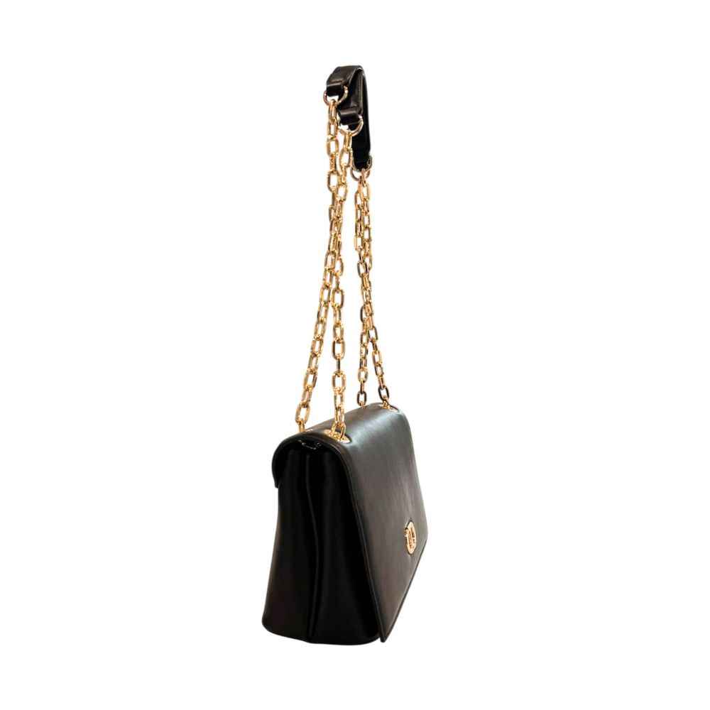 Twinset Black PU Women Crossbody Bag chain strap side view