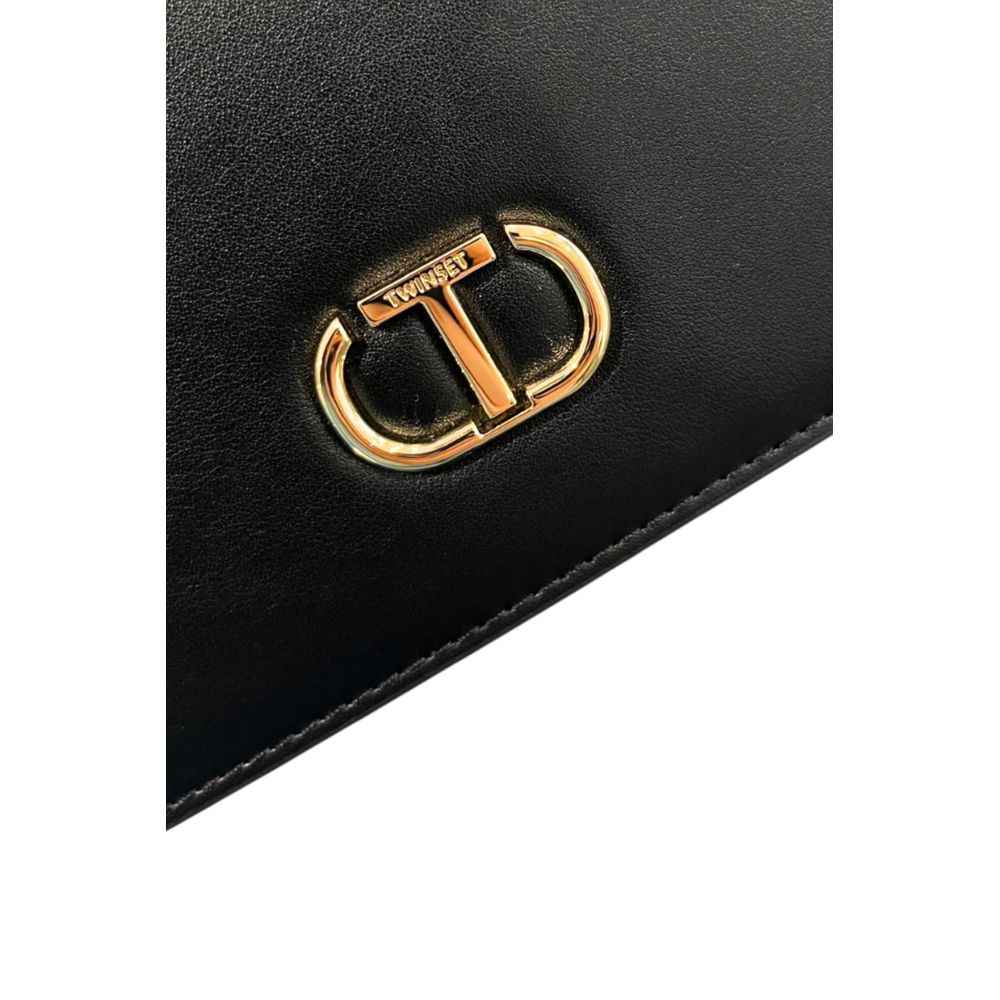 Twinset Black PU Women Crossbody Bag, logo detail