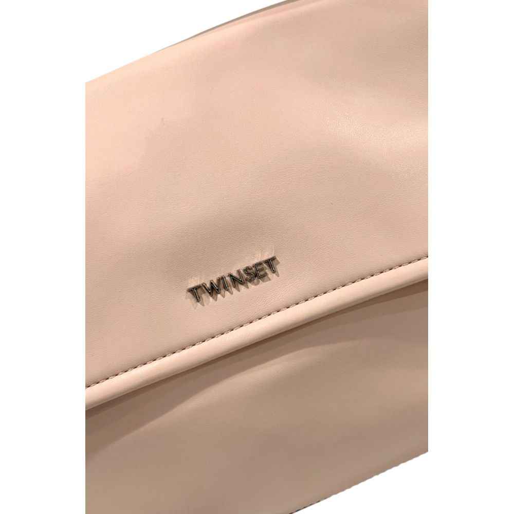 Twinset Pink PU Women Handbag front view logo detail