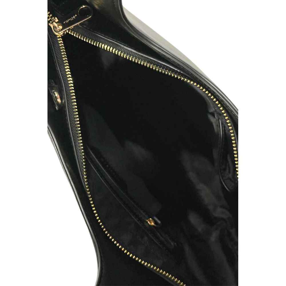 Twinset black PU shoulder bag with gold zipper, interior view