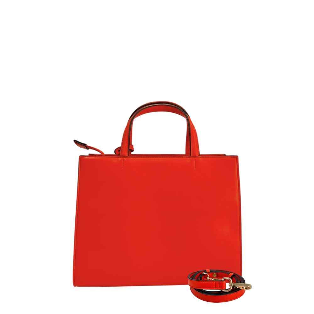 Twinset orange faux leather top-handle handbag with detachable strap, front view