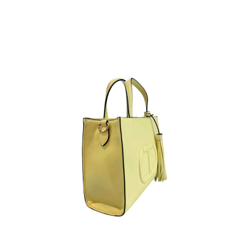 Twinset Bicolor polyethylene shoulder bag in yellow, side view