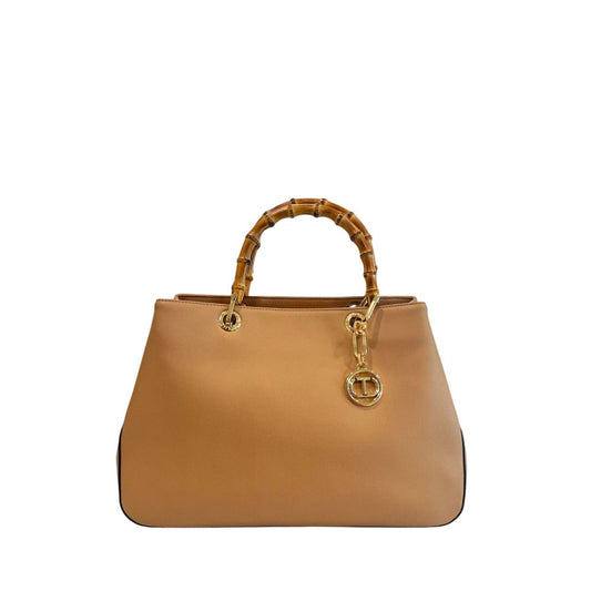 Twinset PU Women Handbag Brown Beige Faux Leather