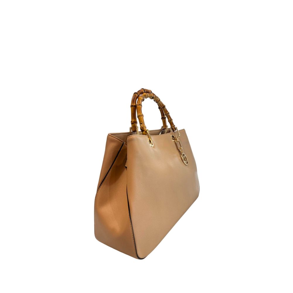 Twinset PU Women Bolso de Mano Marrón Beige Piel Sintética